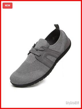 Wide Toe Box Barefoot Walking Shoes Flats Lace-Up Knit Minimalist